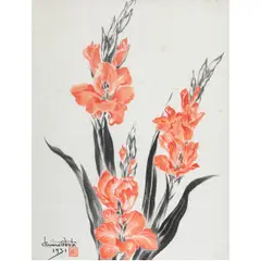 Untitled (Gladiolus) by Chiura Obata, 1931, watercolor and ink on paper, sold Dec 2025