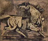 Untitled by Maqbool Fida Husain, 1965, Ink and wax on paper, sold Feb 2023