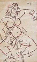 Untitled by George Keyt, Ink and watercolour on paper, sold Feb 2023