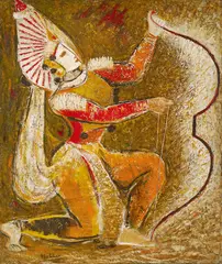A Yakshagana Dancer by K. K. Hebbar, Oil on canvas, sold Feb 2023