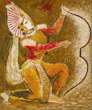 A Yakshagana Dancer by K. K. Hebbar, Oil on canvas, sold Feb 2023