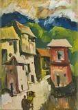 Landscape by Hari Ambadas Gade, Gouache on paper laid on card, sold Feb 2023