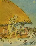 An Illustration from the Tak Duma Dum Series (Jackal with Gardener) by Nandalal Bose, Watercolour on paper, sold Feb 2023
