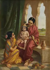 Yashoda Krishna by Raja Ravi Varma, Oil on canvas, sold Feb 2023