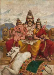 Lord Shiva and Family by Raja Ravi Varma, Oil on canvas, sold Feb 2023