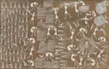 Untitled by Jivya Soma Mashe, Acrylic and cow dung on cloth, sold Feb 2023