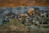 Memories of a Cluster of Old Houses in Chembur by Badri Narayan, 1995, Ink and watercolour on paper, sold Feb 2023