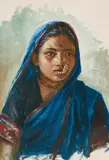 A Ghati Woman by M. K. Parandekar, Oil on paper, sold Feb 2023