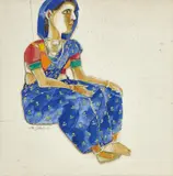 Untitled by K. Laxma Goud, Pencil and watercolour on card laid on card, sold Mar 2023