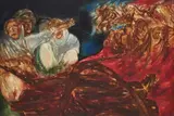 Death of a Peasant by Altaf Mohamedi, Oil on canvas, sold Mar 2023