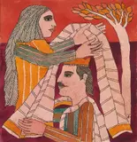 A Garment for the Gandharva by Badri Narayan, 1999, Ink and watercolour on paper, sold Mar 2023