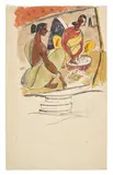 Village Women by B. Prabha, Ink and watercolour on paper, sold Mar 2023