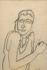Untitled by Jogen Chowdhury, Charcoal on paper, sold Mar 2023