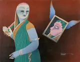 Untitled by Dharmanarayan Dasgupta, Tempera on canvas laid on card, sold Mar 2023