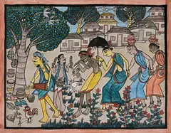 Untitled by Gopal Chitrakar, Gouache on paper laid on cloth, sold Mar 2023