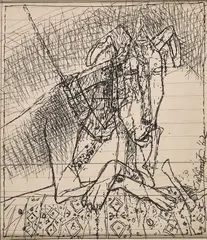 Untitled (Dog) by Ganesh Pyne, Ink on paper, sold Mar 2023