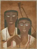 Blind Couple by Sailen Mitra, Tempera on paper, sold Mar 2023