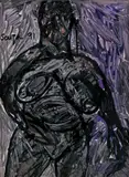 Untitled by F. N. Souza, Ink on magazine paper, sold Jun 2023