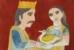 Hamsa Jataka by Badri Narayan, 2007, Ink and watercolour on card, sold Jun 2023