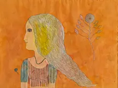 The Nayika with the Flowing Hair by Badri Narayan, 2005, Ink and watercolour on paper, sold Jun 2023