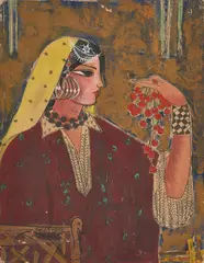 Ripe Cherries by B. Prabha, Ink and gouache on card, sold Jun 2023