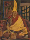 Tibetan Monk by Léa Lafugie, Pencil and watercolour on paper, sold Jun 2023
