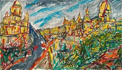 Untitled (Bombay) by F. N. Souza, Acrylic on canvas, sold Aug 2023