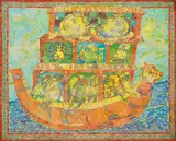 Noah's Ark by Sakti Burman, Oil on canvas, sold Aug 2023