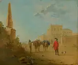 Gentilhomme et son chien devant un palais en bord de mer by Norbert Grund, Huile sur panneau de tilleul, une planche, sold Mar 2026