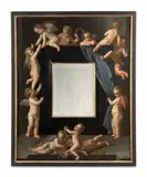 Guirlandes d'amours entourant un miroir en trompe-l’œil by Cornelis de Man, Huile sur panneau de chêne, trois planches, sold Mar 2026