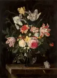 Vase de fleurs sur un entablement by Jacob Marrel, Huile sur panneau de chêne, deux planches, sold Mar 2026