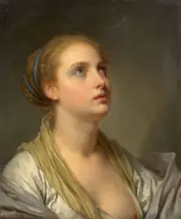 Jeune fille pensive au sein dénudé by Jean-Baptiste Greuze, Huile sur toile, sold Mar 2026
