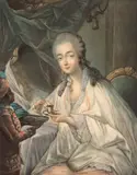 La comtesse du Barry (1743-1793) à sa toilette en compagnie de son page Zamore by Jean-Baptiste André Gautier-Dagoty, Gravure en manière noire en couleur, sold Mar 2026
