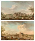 Deux vues du château de Tervuren by Jean Laurent Krafft Ii, Two views of the castle of Tervuren, oil on oak panel, a pair, signed and dated, by J. L. Krafft II, sold Mar 2026