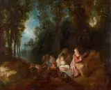 La réunion en plein air by Nicolas Lancret, Huile sur toile, sold Mar 2026