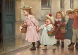Le retour du pique-nique by dit Géo Jean Geoffroy, Huile sur toile (Toile d'origine), sold Mar 2026