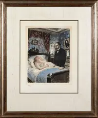 La morte by Paul Delvaux, 1962, Eau-forte en couleurs, aquarellée, sold May 2026