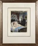 La morte by Paul Delvaux, 1962, Eau-forte en couleurs, aquarellée, sold May 2026
