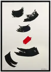 Sans titre, composition abstraite en noir et rouge by Oscar Gauthier, Acrylique sur toile, sold May 2026