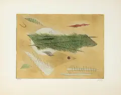 Composition abstraite (oiseau surréaliste) by Henri Goetz, Gravure en couleurs sur papier d'Arches, sold May 2026