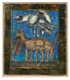 Les deux rebelles by Gilgogué, Papier mâché et huile sur toile, sold May 2026