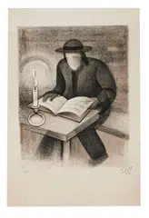 Rabbin au livre by Louis Toffoli, Lithographie en noir, sold May 2026