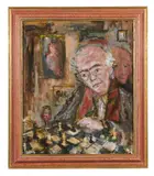 Autoportrait en joueur d'échecs by Zwy Milshtein, Huile sur toile, sold May 2026
