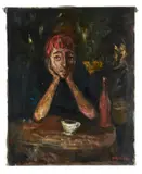 Personnage roux à la bouteille by Zwy Milshtein, Huile sur toile, sold May 2026
