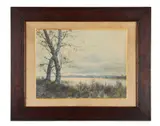 Paysage lacustre by Magdeleine Popelin, Aquarelle sur papier, sold May 2026