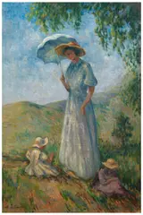 Saint-Tropez, femme et enfants au soleil by Henri Lebasque, circa 1909, Huile sur toile, sold Jun 2026