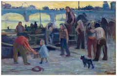 Sur les quais by Maximilien Luce, 1900, Huile sur carton, sold Jun 2026