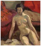 Nu sur fond orange by Henri Manguin, 1927, Huile sur toile marouflée sur carton, sold Jun 2026