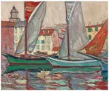Bateaux à quai, Saint-Tropez by André Wilder, 1912, Huile sur toile, sold Jun 2026