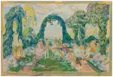 Scène de jardin ensoleillé by Octave Denis Victor Guillonnet, Pastel et crayon sur papier, sold Jun 2026